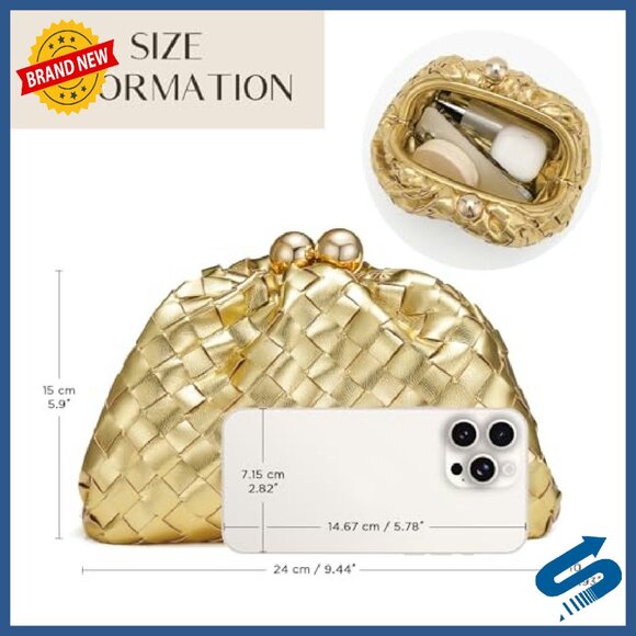 Woven Leather Clutch with Detachable Chain Strap for Formal Events